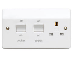 MK Electric K5060WHI Logic Plus 45A DP Flush Mounting Cooker Control Unit With 13A Switchsocket