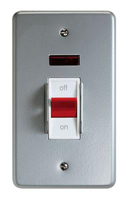 K5116ALM - 32A Double Gang Triple Pole & Neutral Switch  - Metallic