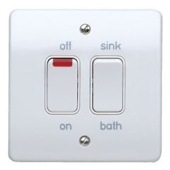 MK Electric K5207WHI Logic Plus 20A Dual Switch With Neons For Controlling Immersion Heaters