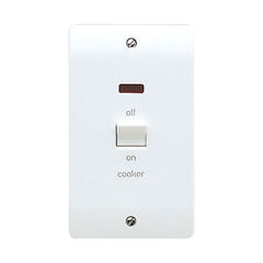 MK Electric K5215SHWHI Logic Plus 50A 2 Gang Vertical DP Switch With Neon Marked 'SHOWER'