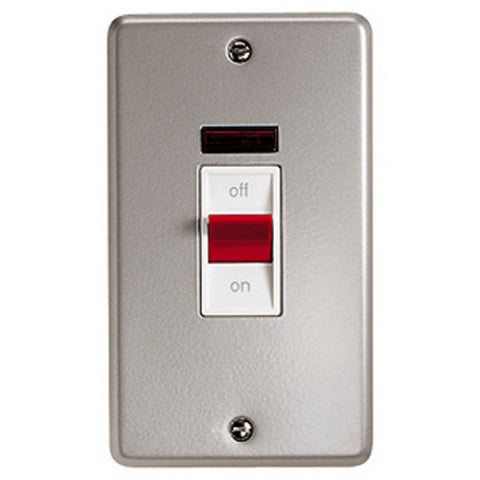 K5230ALM - 50A 2 Gang Double Pole Switch with Neon - Metallic