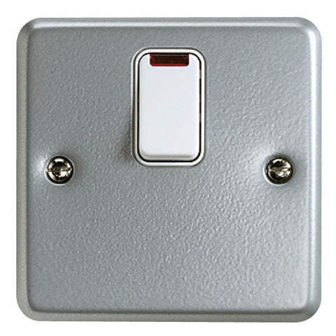 K5232ALM - 20A Single Gang Double Pole Switch with Neon - Metallic