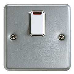 K5232ALM - 20A Single Gang Double Pole Switch with Neon - Metallic