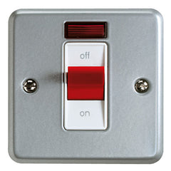 K5240ALM - 32A Single Gang Double Pole Switch with Neon - Metallic