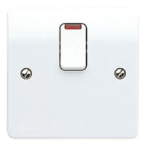 MK Electric K5423WHI Logic Plus 20A DP Switch With Neon,  & Flex Outlet In Base