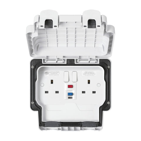 MK Masterseal Plus K56231WHI - IP66 13A 2 Gang RCD Protected Socket - White