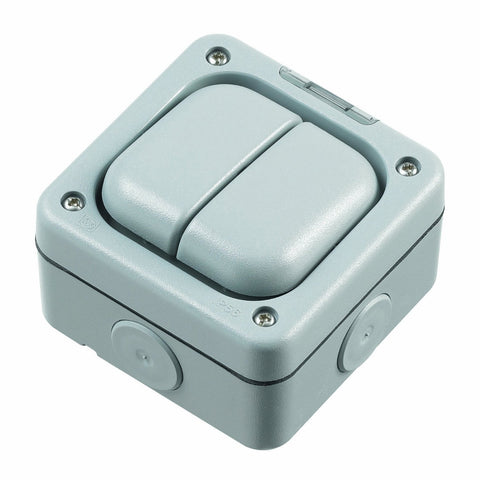 MK Masterseal Plus K56422GRY - IP66 2 Gang Switch Enclosure For Use With Any One Switch Module - Grey