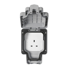 MK Masterseal Plus K56480GRY - IP66 13A 1 Gang Unswitched Socket - Grey