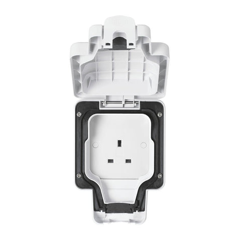 MK Masterseal Plus K56480WHI - IP66 13A 1 Gang Unswitched Socket - White