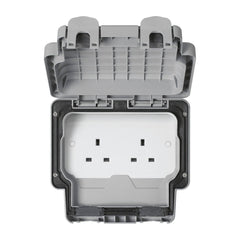 MK Masterseal Plus K56481GRY - IP66 13A 2 Gang Unswitched Socket - Grey