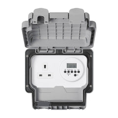MK Masterseal Plus K56485GRY - IP66 13A 1 Gang Socket With Electronic Timer - Grey