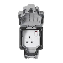 MK Masterseal Plus K56486GRY - IP66 13A 1 Gang Switched Socket - Grey