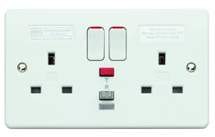 MK Electric K6233WHI Logic Plus 2 Gang 13A RCD Socket 30ma Passive