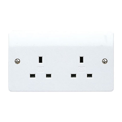 MK Electric K781WHI Logic Plus 13A 2 Gang Unswitched Socket