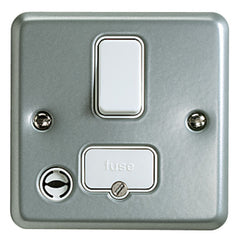 K932ALM - 13A Double Pole Switched Fused Connection Unit with Flex Out - Metallic
