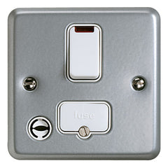 K972ALM - 13A Double Pole Switched Connection Unit with Neon + Flex Out - Metallic