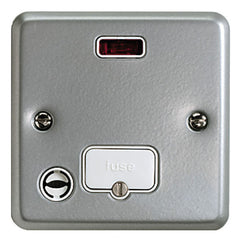 K986ALM - 13Amp Unswitched Connection Unit with Neon + Flex Out - Metallic