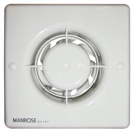 Manrose Quiet Range QF100P 4 inch (100mm) Part L Compliant Toilet / Bathroom Extractor Fan with Pullcord (QF100P)