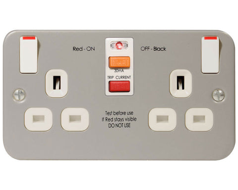 MC522RCD - 2 Gang 13 Amp RCD Socket Outlet - Metallic