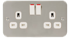 MC522 - 2 Gang 13 Amp Switched Socket Outlet - Metallic