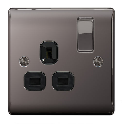 BG  Nexus Metal - NBN21B -  Black Nickel 1 Gang 13A Switched Socket