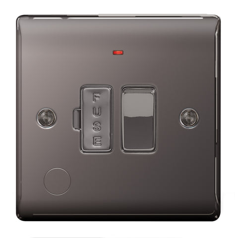 BG  Nexus Metal - NBN52 -  Black Nickel 13A Switched Fused Connection Units (FCU) With Neon