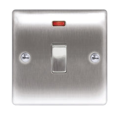 BG  Nexus Metal - NBS31 -  Brushed Steel 20A DP Switch With Neon