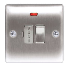 BG  Nexus Metal - NBS52 -  Brushed Steel 13A Switched Fused Connection Units (FCU) With Neon