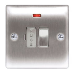 BG  Nexus Metal - NBS53 -  Brushed Steel 13A Switched Fused Connection Units (FCU) With Neon And Cable Outlet
