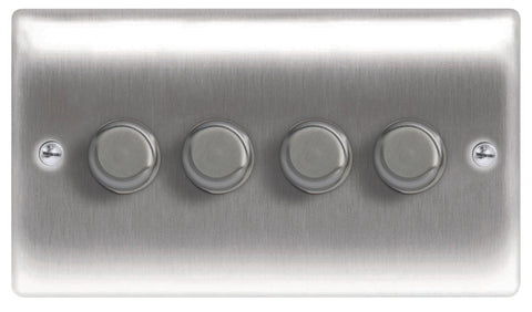 BG  Nexus Metal - NBS84P -  Brushed Steel 4 Gang, 2 Way 400W