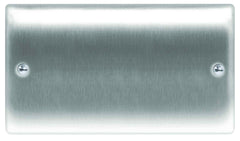BG  Nexus Metal - NBS95 -  Brushed Steel 2 Gang Blank-Plate