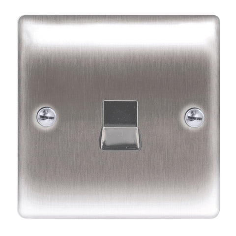 BG  Nexus Metal - NBSRJ111 -  Brushed Steel RJ11 Socket, 1 Gang