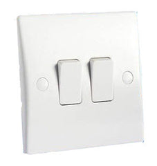 GU1022 Ultimate white moulded 2 gang 2 way 16AX plate switch