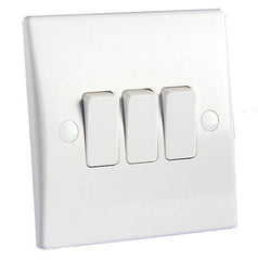 GU1032 Ultimate white moulded 3 gang 2 way 16AX plate switch