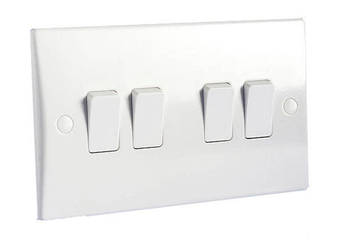 GU1042 Ultimate white moulded 4 gang 2 way 16AX plate switch