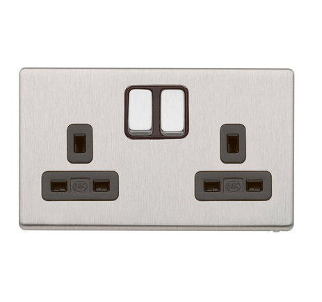 MK K24347BSSB - 13A 2G Dp Dual Earth Switched Socket